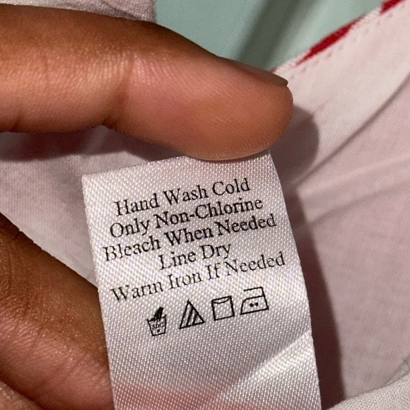 Coldwater Creek Pure Linen Fit & Flare Red White Abstract Print Dress Sz 8 - Picture 7 of 7